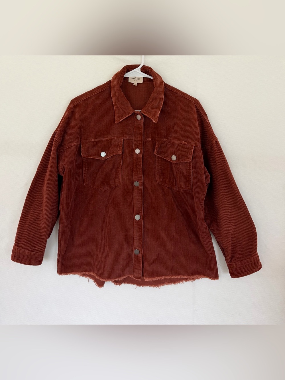 Bohme Corduroy Button-Front Shacket in Rust